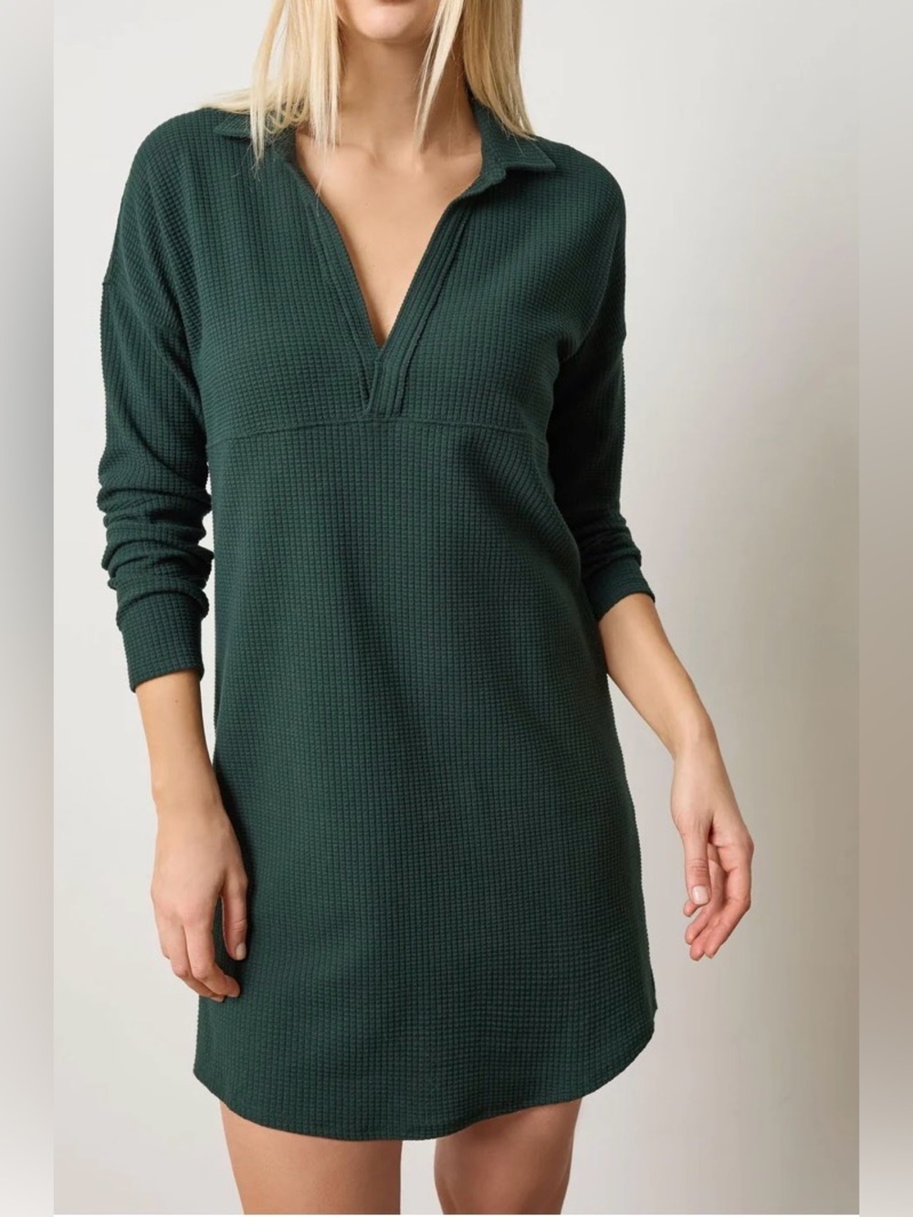 Lilla P Olive Green Waffle Knit Polo Pullover